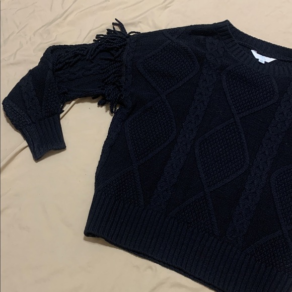 Time and Tru Black Sweater with Fringe - Picture 3 of 5